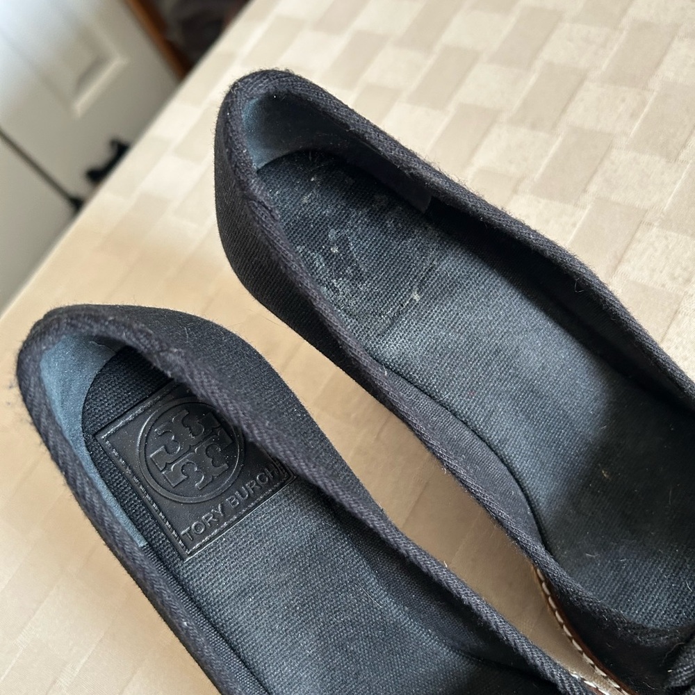 Tory Burch Jackie Canvas Bow Espadrille Wedge Pumps - Picture 13 of 16